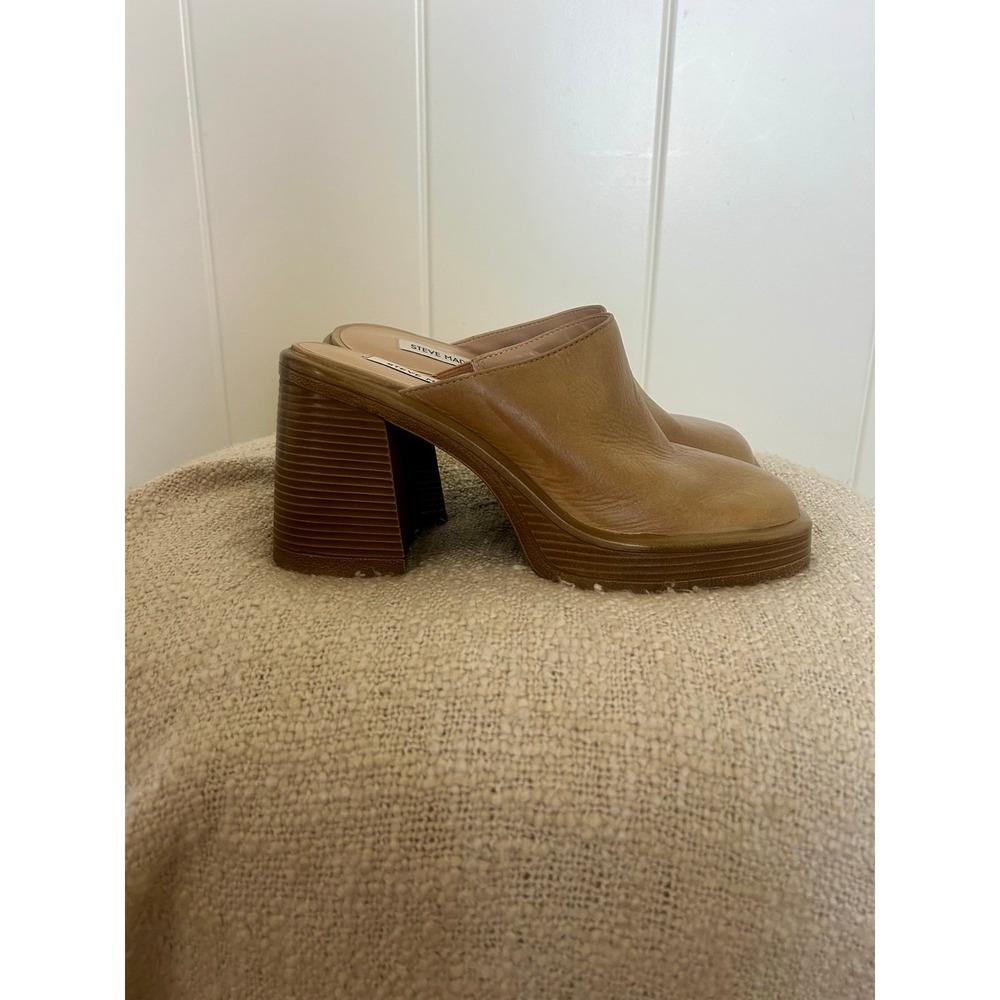 Steve Madden Tan Flirtie Block Heel Clogs Womens Size 7 - Picture 2 of 10
